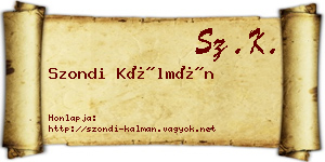Szondi Kálmán névjegykártya
